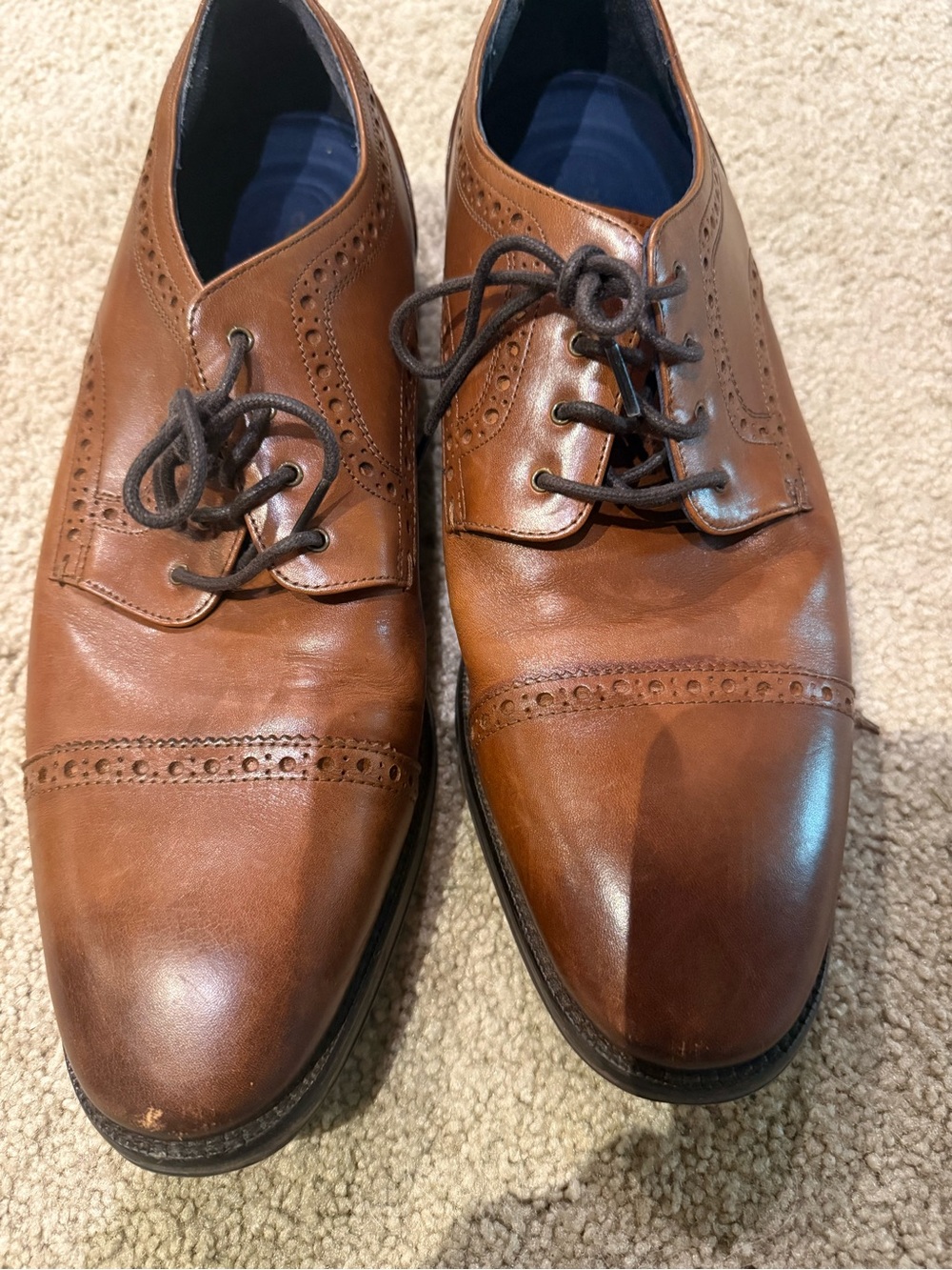 Cole Haan Brown Leather Wingtip Derby Oxfords